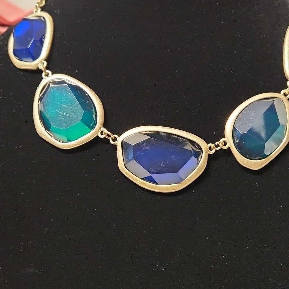 Large Blue and Green Acrylic Necklace - Picture 4 of 5